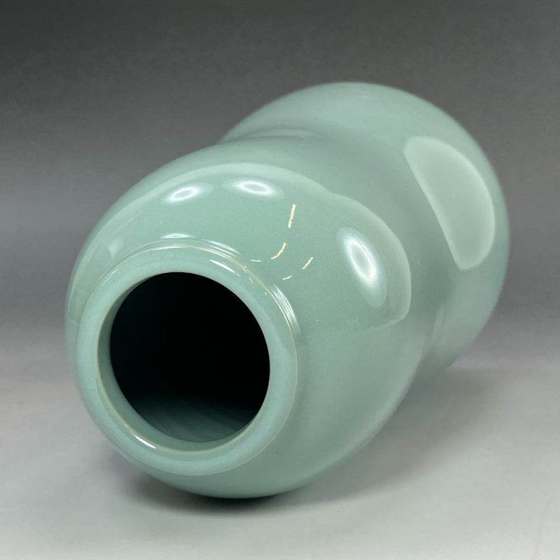 [kyoyaki] Jarrón de calabaza azul hecho por Suwa Sozan de tercera generación de Kyo-yaki