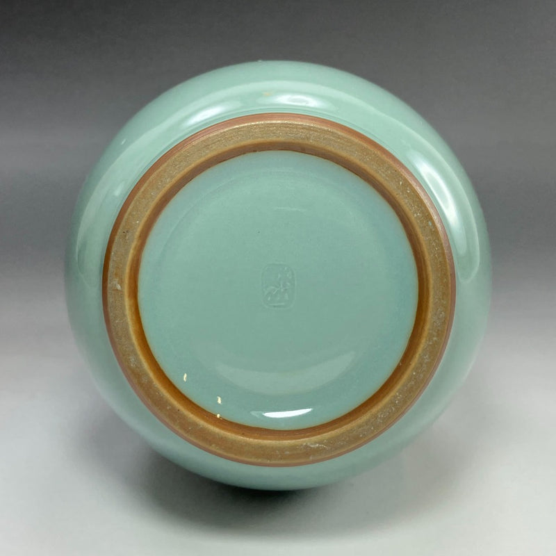 [kyoyaki] Jarrón de calabaza azul hecho por Suwa Sozan de tercera generación de Kyo-yaki