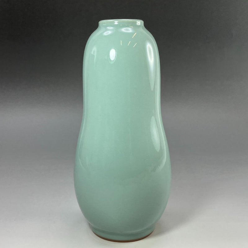 [kyoyaki] Jarrón de calabaza azul hecho por Suwa Sozan de tercera generación de Kyo-yaki