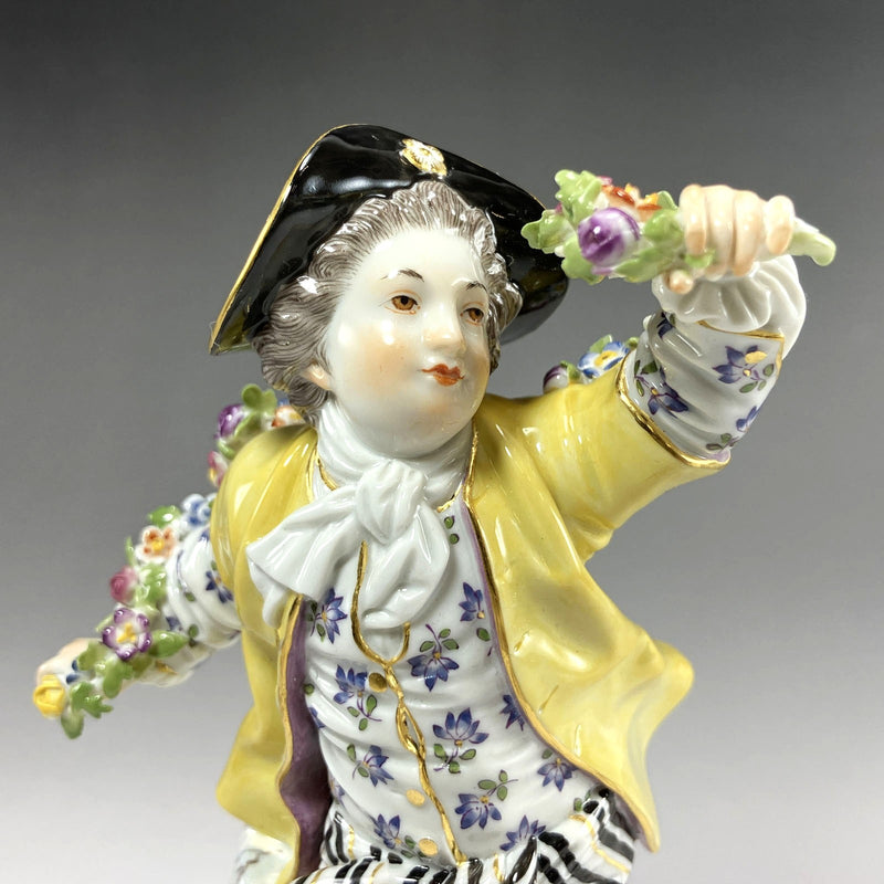 Meissen】マイセン 花づなを持った庭師の青年 置物 オブジェ