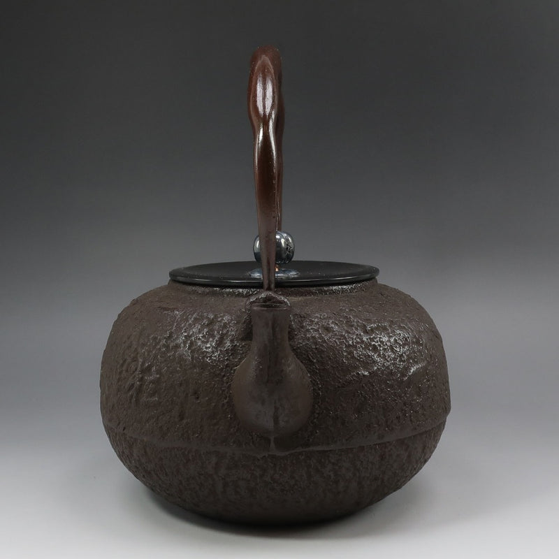 Kama-shi-made silver-picked lid, Gengensai Kou, one-grain million-fold crest, round iron kettle, antique