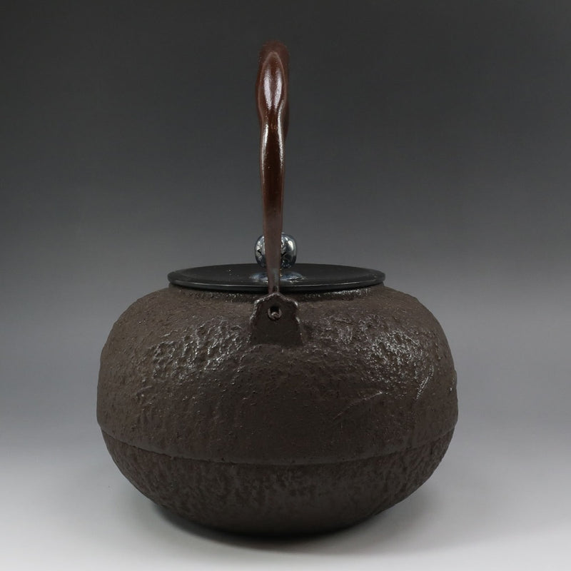 Kama-shi-made silver-picked lid, Gengensai Kou, one-grain million-fold crest, round iron kettle, antique