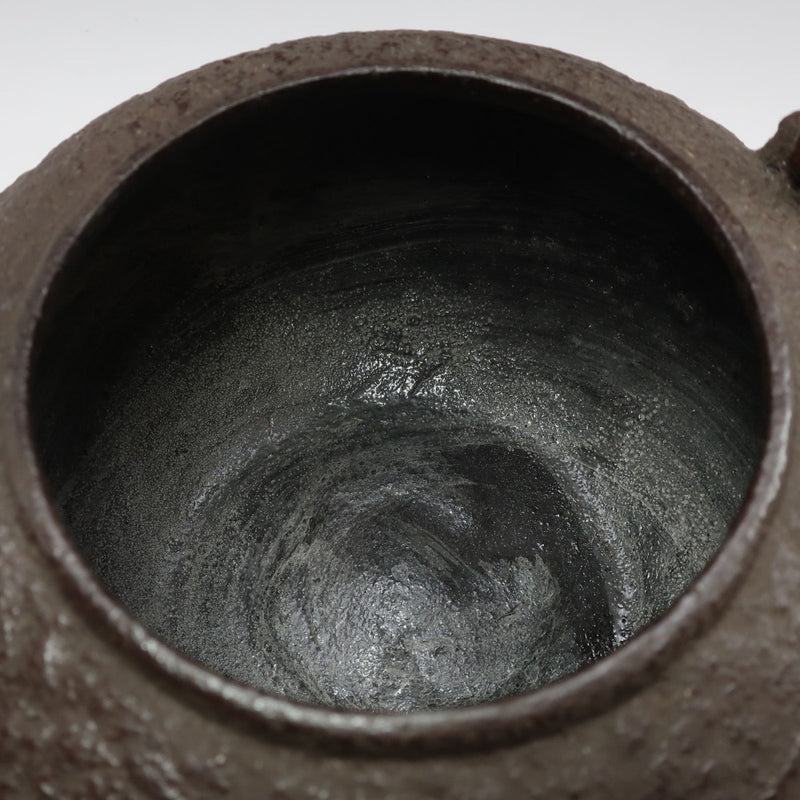 Kama-shi-made silver-picked lid, Gengensai Kou, one-grain million-fold crest, round iron kettle, antique