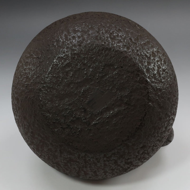 Kama-shi-made silver-picked lid, Gengensai Kou, one-grain million-fold crest, round iron kettle, antique