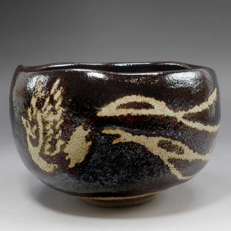 [kyoyaki] Artículos de Kyoto de Aoko Higaki Phoenix pintando un tazón de té negro (Godaiten Kinen Hyaku-no-uchi) Vajilla