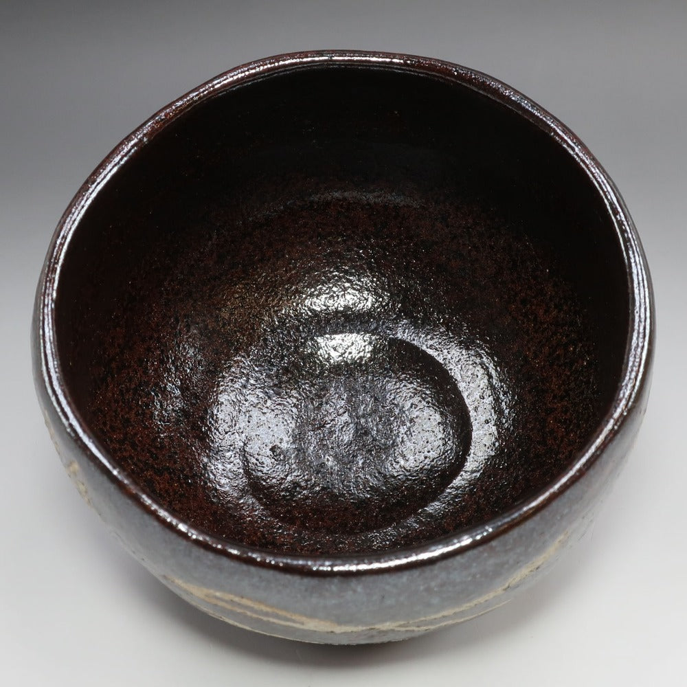 kyoyaki】京焼 檜垣青子 作 鳳凰の絵 黒茶碗 ( 御大典記念百ノ内