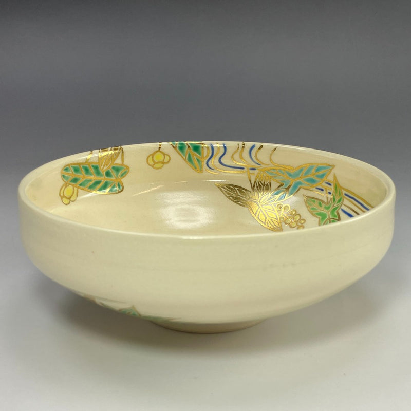 [kyoyaki] Kyo-yaki Yoshikazu Fujitani (Yoshiyama) Bol plat coloré pour plantes aquatiques Vaisselle