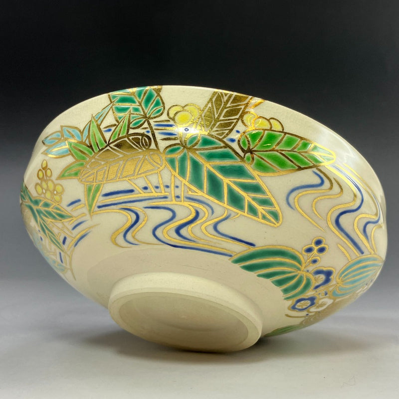 [kyoyaki] Kyo-yaki Yoshikazu Fujitani (Yoshiyama) Bol plat coloré pour plantes aquatiques Vaisselle