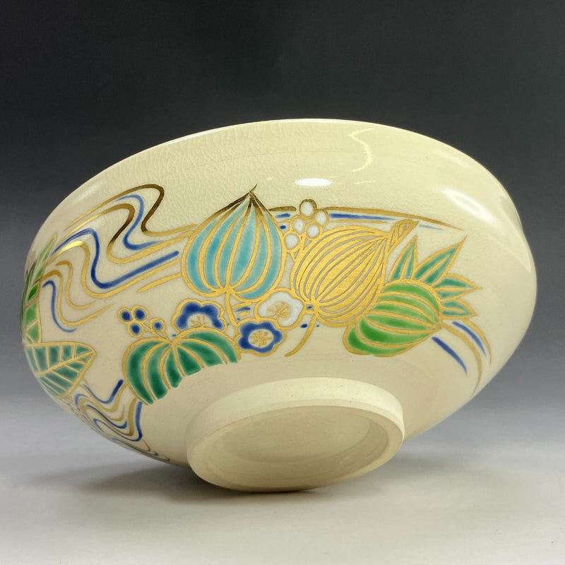 [kyoyaki] Kyo-yaki Yoshikazu Fujitani (Yoshiyama) Bol plat coloré pour plantes aquatiques Vaisselle