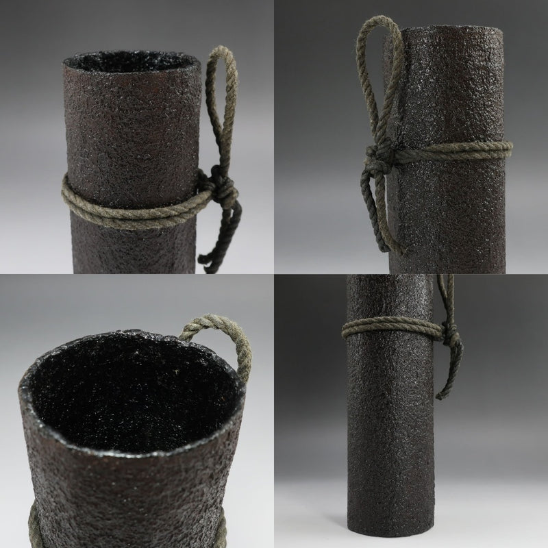 川瀬表完 作 乾漆 漆桶掛花入 骨董品