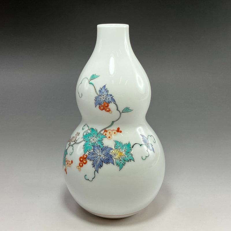 [ARITA] 아리타 도자기 인간 국보 14대 사카이다 카키에몬 니시키 포도 다람쥐 꽃병