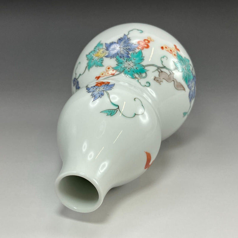 [ARITA] 아리타 도자기 인간 국보 14대 사카이다 카키에몬 니시키 포도 다람쥐 꽃병