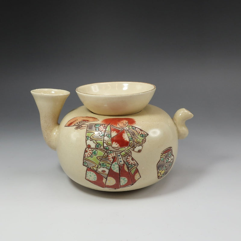[kyoyaki] Artículos raros de Kioto Recipiente de sake [Firma de Shojyo Todama] Pintura de figuras Taza de sake Tokkuri Antigüedades