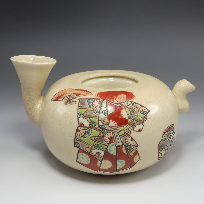 [kyoyaki] Artículos raros de Kioto Recipiente de sake [Firma de Shojyo Todama] Pintura de figuras Taza de sake Tokkuri Antigüedades