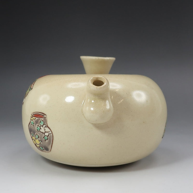 [kyoyaki] Artículos raros de Kioto Recipiente de sake [Firma de Shojyo Todama] Pintura de figuras Taza de sake Tokkuri Antigüedades