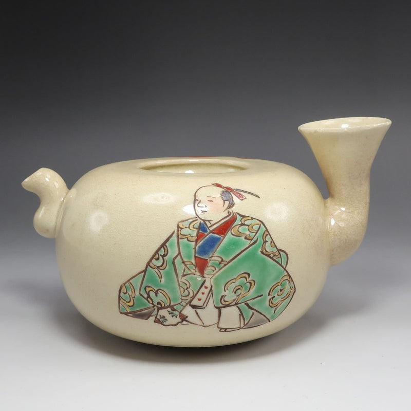 [kyoyaki] Artículos raros de Kioto Recipiente de sake [Firma de Shojyo Todama] Pintura de figuras Taza de sake Tokkuri Antigüedades