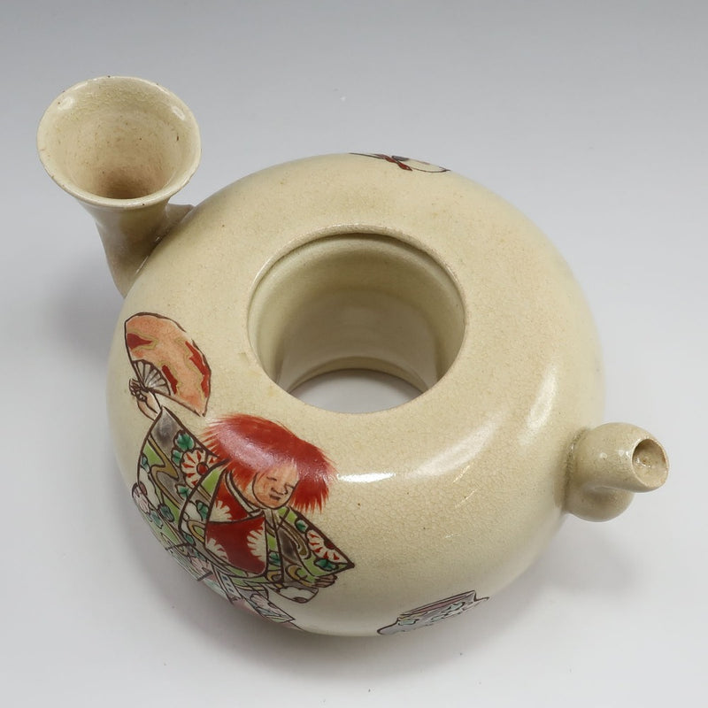 [kyoyaki] Artículos raros de Kioto Recipiente de sake [Firma de Shojyo Todama] Pintura de figuras Taza de sake Tokkuri Antigüedades