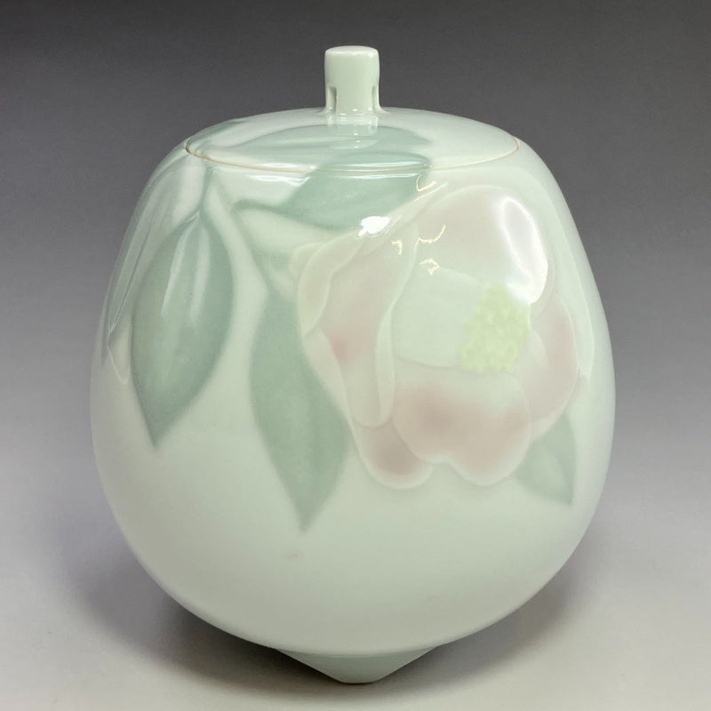 [kyoyaki] Kyo-yaki, réalisé par Kei Ito, argile fleurie, camélia, brûle-encens, vaisselle