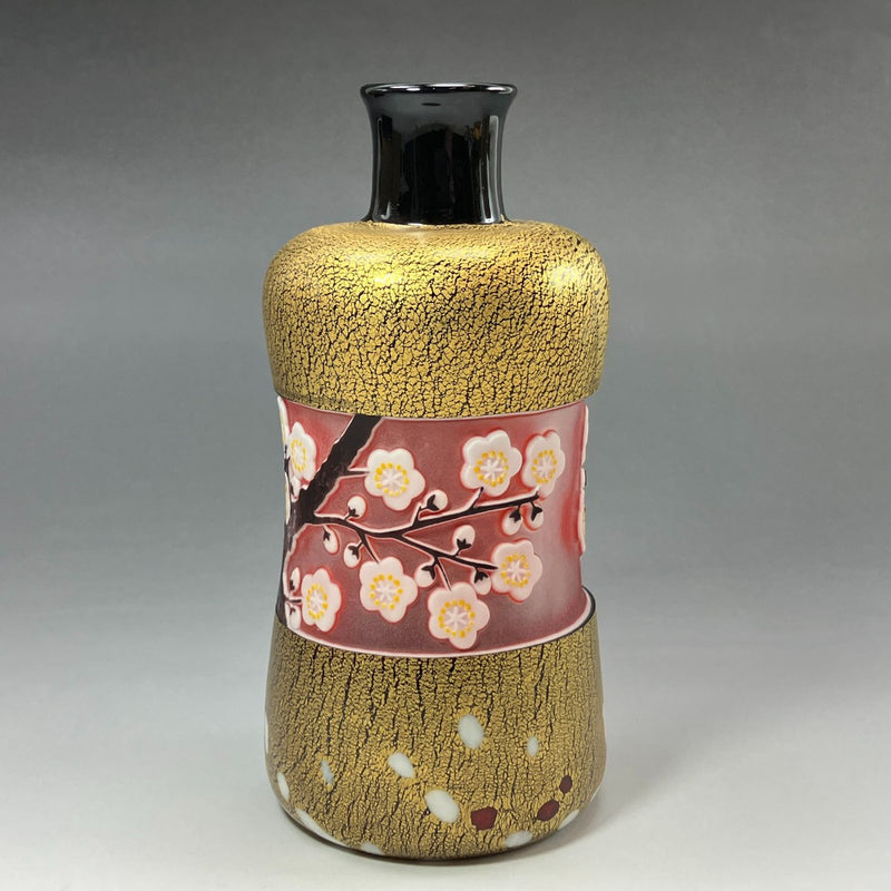 마츠모토 마사오 모래 조각 유리 매화 꽃병 꽃병