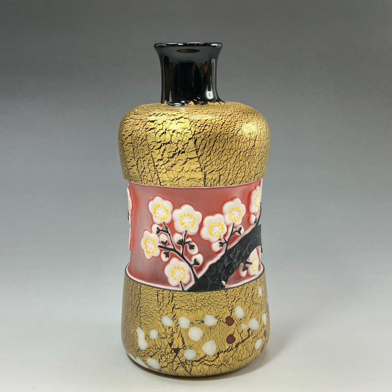 마츠모토 마사오 모래 조각 유리 매화 꽃병 꽃병