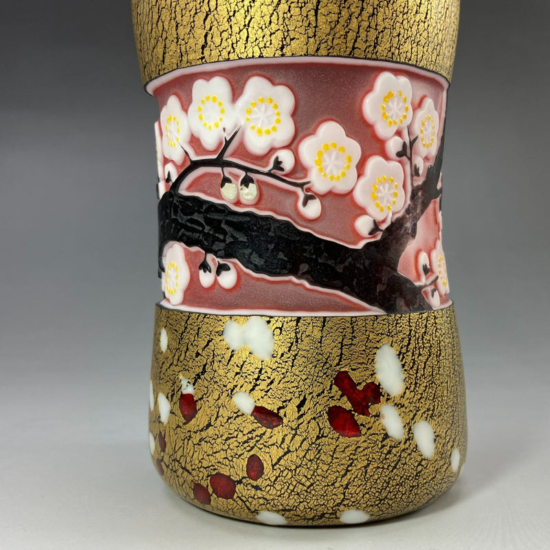 마츠모토 마사오 모래 조각 유리 매화 꽃병 꽃병