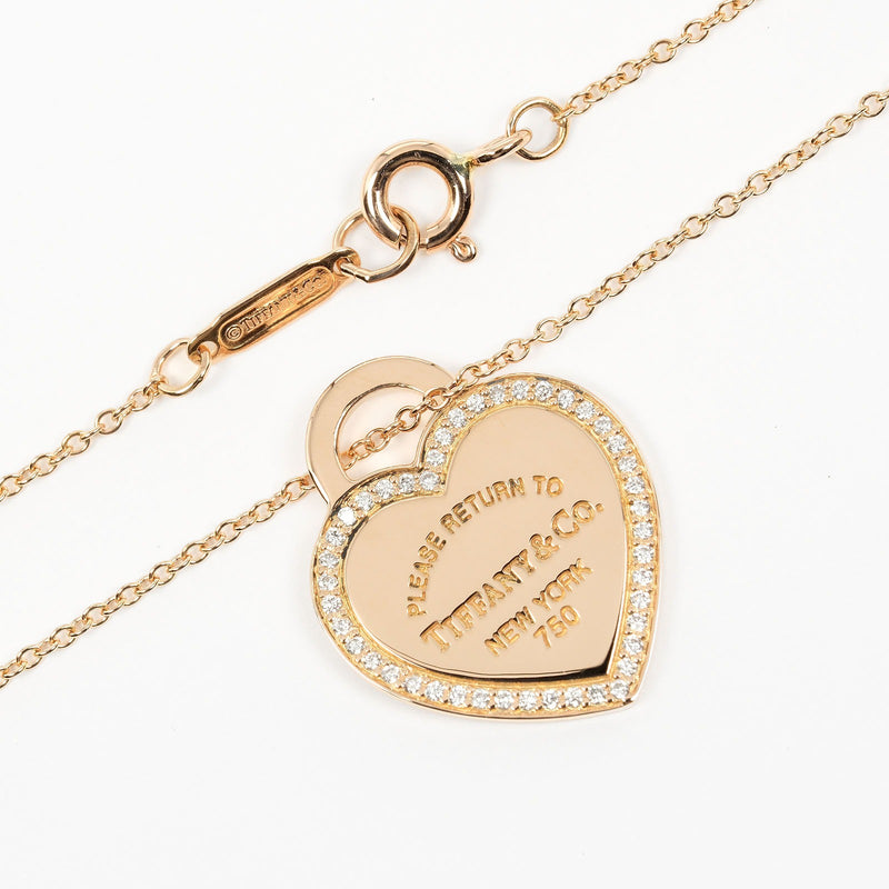 【TIFFANY&Co.】ティファニー
 リターントゥ ハートタグ ネックレス
 K18ピンクゴールド×ダイヤモンド 約5g Return to heart tag レディースAランク