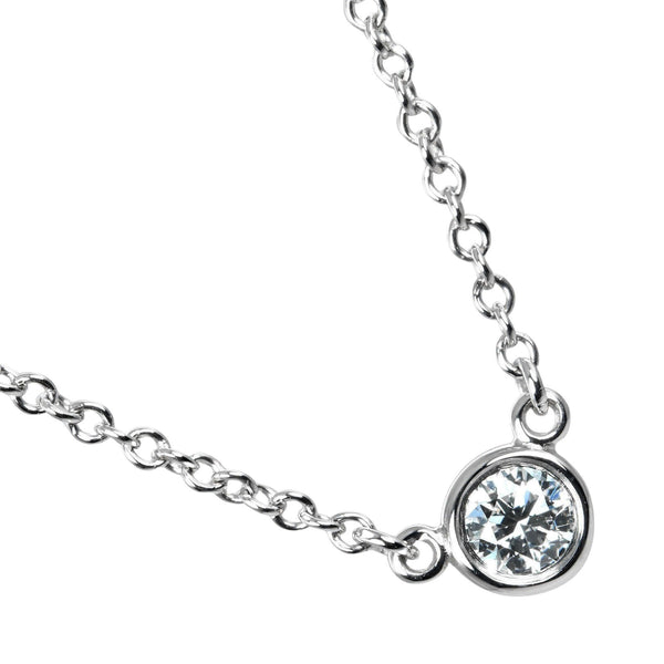 【TIFFANY&Co.】ティファニー
 バイザヤード ネックレス
 トップ幅4mm Pt950プラチナ×ダイヤモンド 約2.31g By the yard レディースAランク