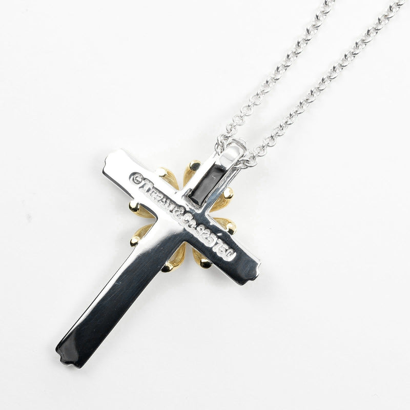 【TIFFANY&Co.】ティファニー
 シグネチャー クロス ネックレス
 シルバー925×K18イエローゴールド 約8g Signature cross レディースAランク