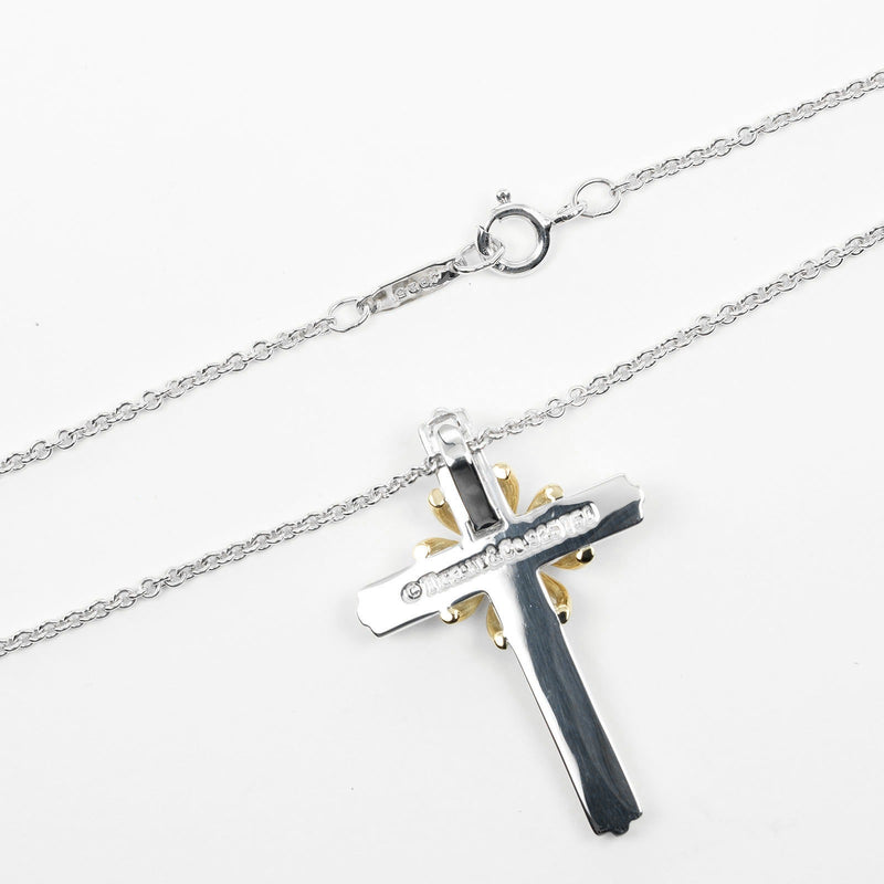 【TIFFANY&Co.】ティファニー
 シグネチャー クロス ネックレス
 シルバー925×K18イエローゴールド 約8g Signature cross レディースAランク