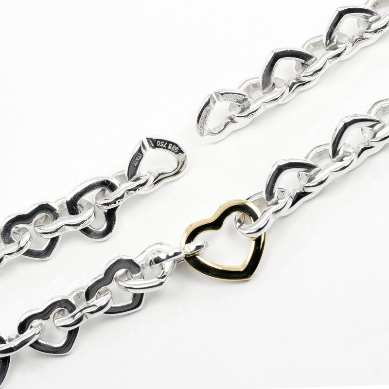 【TIFFANY&Co.】ティファニー
 ハート リンク ネックレス
 シルバー925×K18イエローゴールド 約70.55g Heart link レディースAランク