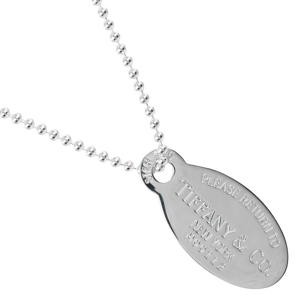 【TIFFANY&Co.】ティファニー
 リターントゥ オーバルタグ ネックレス
 84cmボールチェーン シルバー925 約26g Return to oval tag レディースAランク