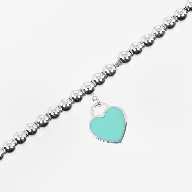 [Tiffany & Co.]TIFFANY&Co. 레턴 TIFFANY&Co. 미니 하트 태그 구슬 Bracelet 실버 925 약 5.5g Tiffany & Co. 미니 하트 태그 구슬 Ladies A-Rank로 돌아갑니다.