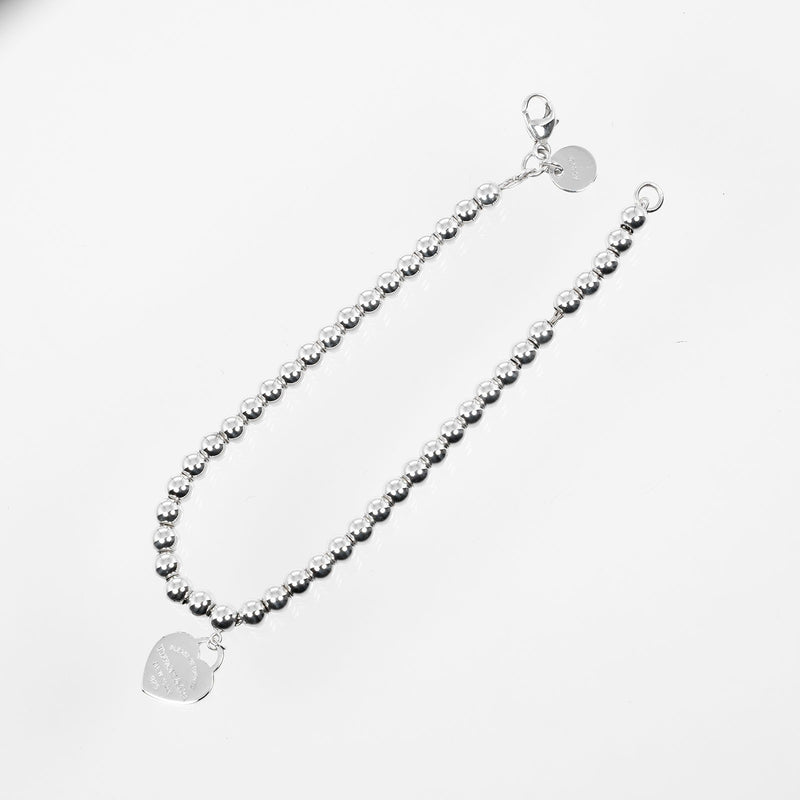 [Tiffany & Co.]TIFFANY&Co. 레턴 TIFFANY&Co. 미니 하트 태그 구슬 Bracelet 실버 925 약 5.5g Tiffany & Co. 미니 하트 태그 구슬 Ladies A-Rank로 돌아갑니다.