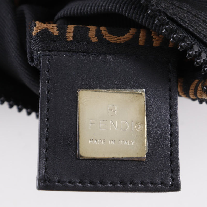 [FENDI] Fendi 
 logo handbag 
 One handle nylon canvas black handbag Fastener logo Ladies B-rank