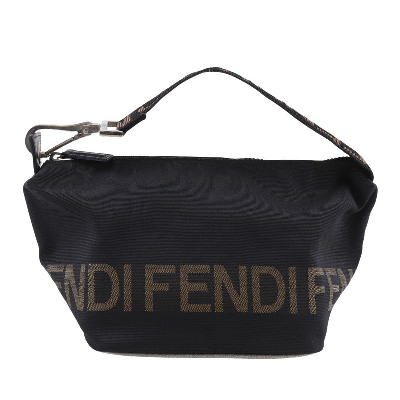 [FENDI] Fendi 
 logo handbag 
 One handle nylon canvas black handbag Fastener logo Ladies B-rank