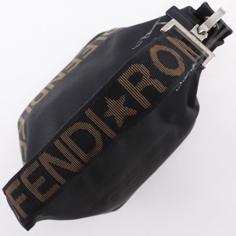 [FENDI] Fendi 
 logo handbag 
 One handle nylon canvas black handbag Fastener logo Ladies B-rank