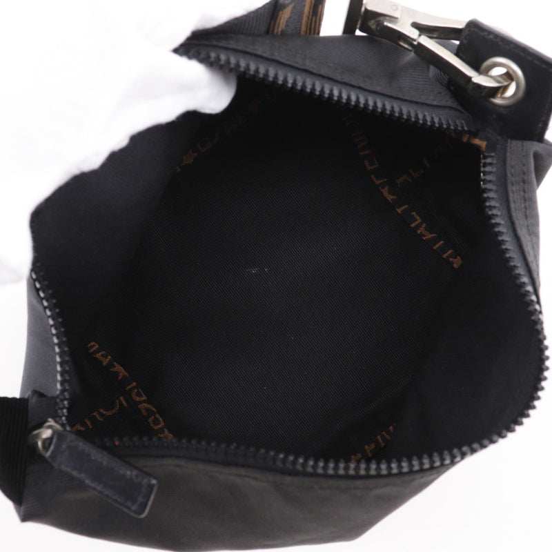 [FENDI] Fendi 
 logo handbag 
 One handle nylon canvas black handbag Fastener logo Ladies B-rank