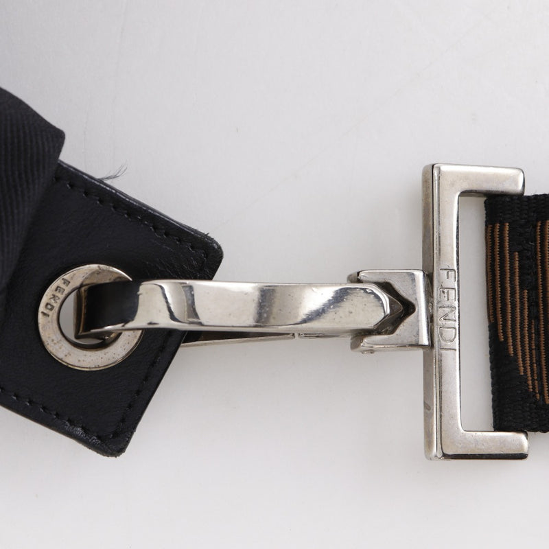 [FENDI] Fendi 
 logo handbag 
 One handle nylon canvas black handbag Fastener logo Ladies B-rank