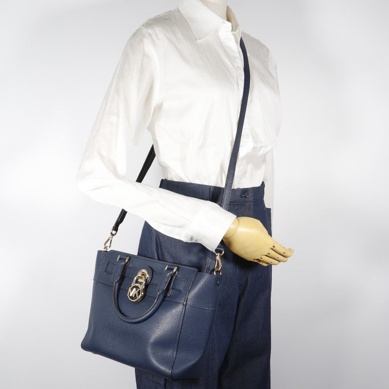 [Michael Kors] Michael Kors 
 hamilton handbag 
 2WAY Shoulder Leather Navy Crossbody Bag, Shoulder Bag, Handbag, 2way, A5 Fastener hamilton ladies