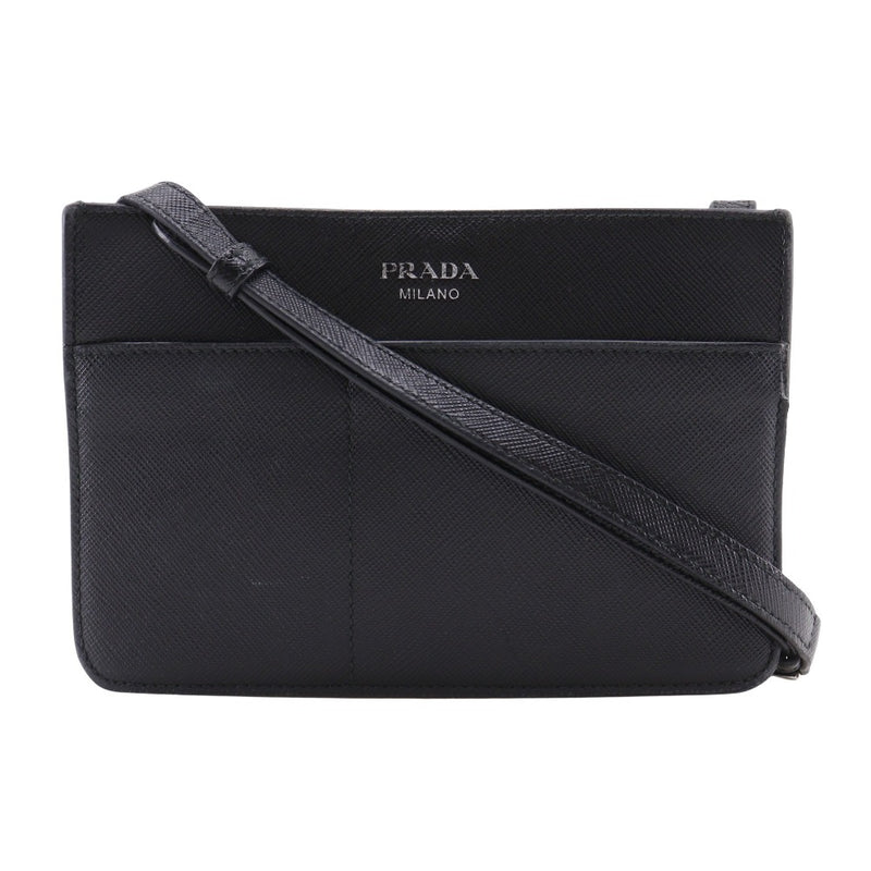 [PRADA]PRADA
 mini bolso de hombro 
 Bandolera Saffiano negra con botones a presión, minibandolera unisex de rango B