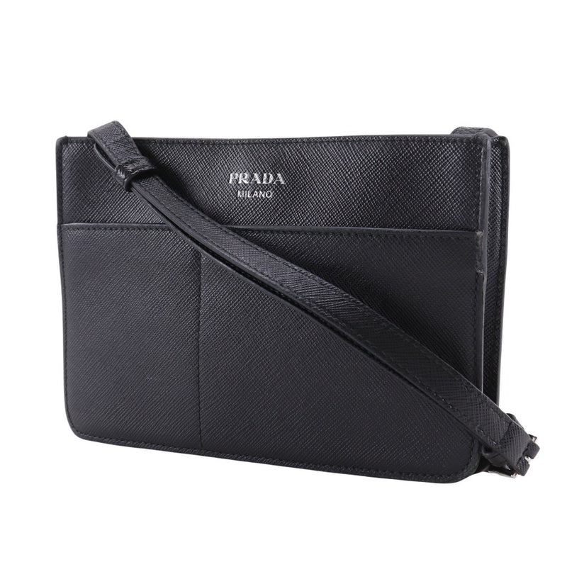[PRADA]PRADA
 mini bolso de hombro 
 Bandolera Saffiano negra con botones a presión, minibandolera unisex de rango B