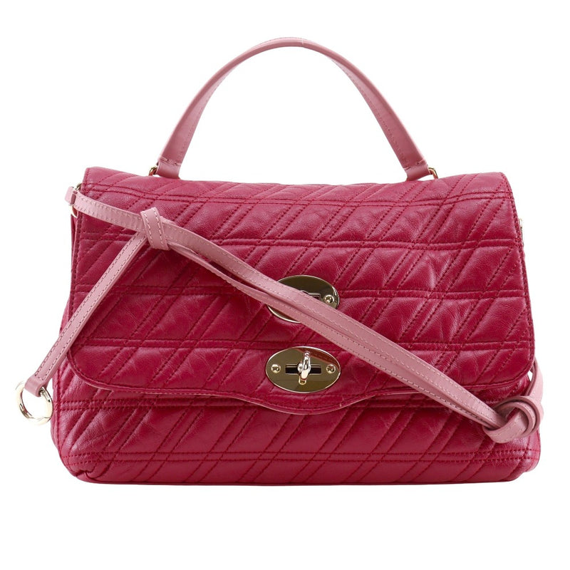 [ZANELLATO] ZANELLATO 
 Bolso De Hombro Postina S Zeta 
 2WAY Bolso bandolera de cuero rosa para colgar, 2 vías, cierre de giro A5 Postina S Zeta para mujer