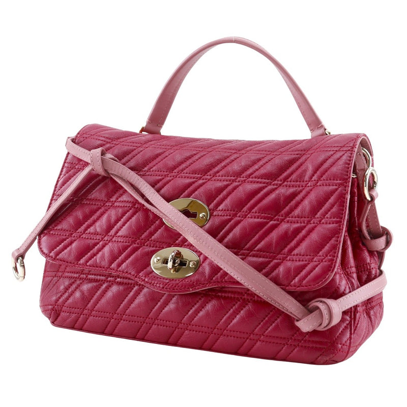 [ZANELLATO] ZANELLATO 
 Bolso De Hombro Postina S Zeta 
 2WAY Bolso bandolera de cuero rosa para colgar, 2 vías, cierre de giro A5 Postina S Zeta para mujer