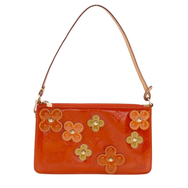 [LOUIS VUITTON]LOUIS VUITTON
 Bolso de hombro Lexington con flores 
 Bolsa de accesorios M92247 MonogramVernis Naranja VI1011 Flor grabada Hombro Cremallera Flor lexington Damas