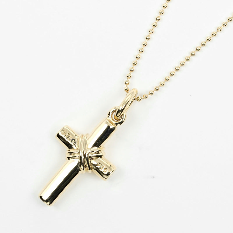 【TIFFANY&Co.】ティファニー
 シグネチャー クロス ネックレス
 K18イエローゴールド 約6.7g Signature cross レディースAランク