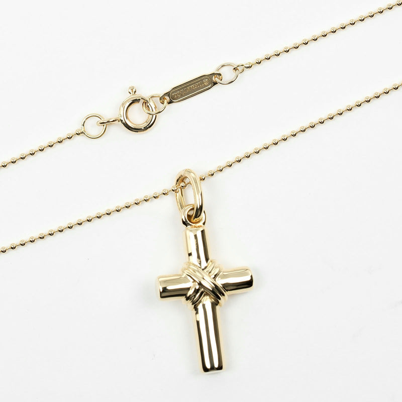 【TIFFANY&Co.】ティファニー
 シグネチャー クロス ネックレス
 K18イエローゴールド 約6.7g Signature cross レディースAランク