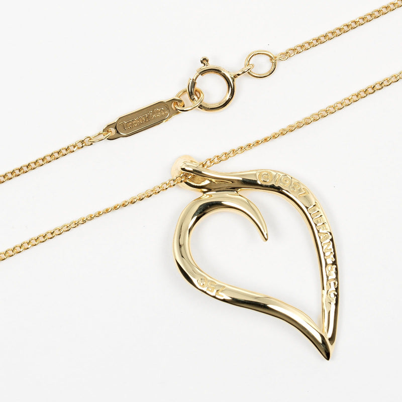 【TIFFANY&Co.】ティファニー
 リーフ ハート ネックレス
 K18イエローゴールド 約3.48g Leaf heart レディースAランク