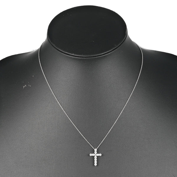 【TIFFANY&Co.】ティファニー
 スモールクロス ネックレス
 Pt950プラチナ×ダイヤモンド 約3.53g Small cross レディースAランク