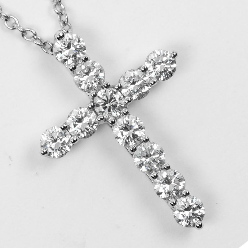 【TIFFANY&Co.】ティファニー
 スモールクロス ネックレス
 Pt950プラチナ×ダイヤモンド 約3.53g Small cross レディースAランク