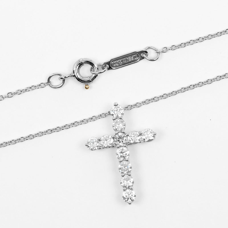 【TIFFANY&Co.】ティファニー
 スモールクロス ネックレス
 Pt950プラチナ×ダイヤモンド 約3.53g Small cross レディースAランク